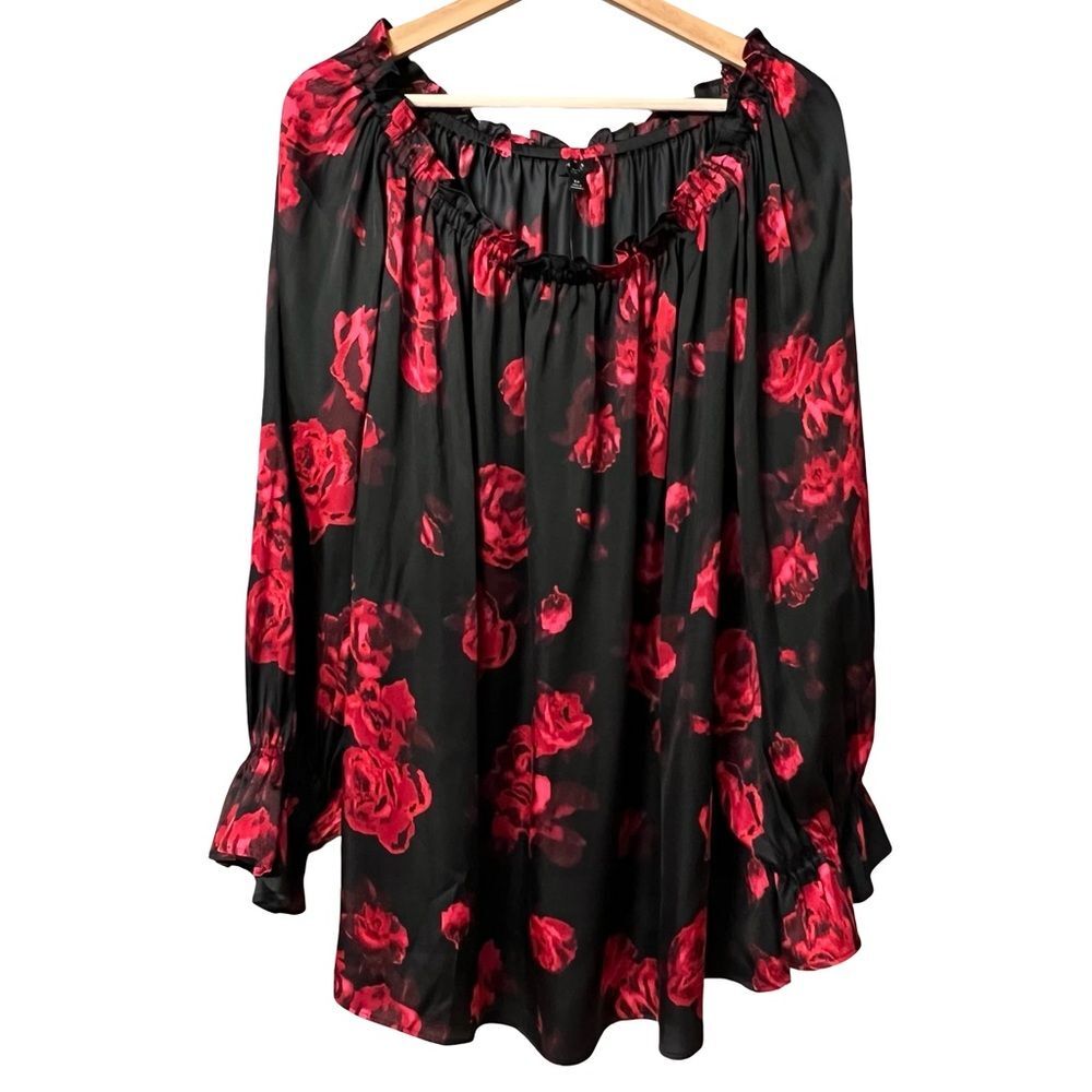 Talbots Womens Floral Oversized Peasant Top Size 3X Mature Artsy Romantic NWT
